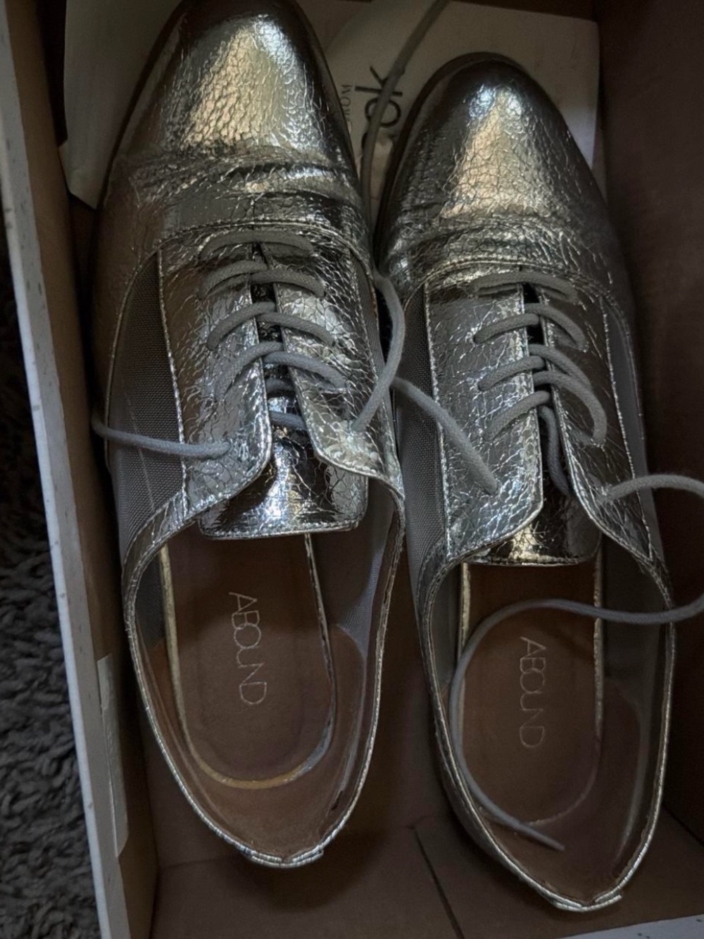 Abound Metallic Silver Lace-Up Flats